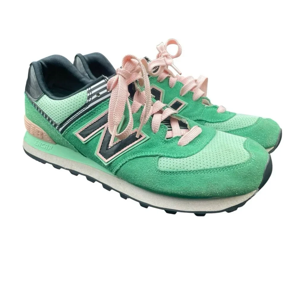 New Balance 574 Classics Palm Springs Sneakers Women’s 11 Green Pink Shoes - Picture 1 of 8